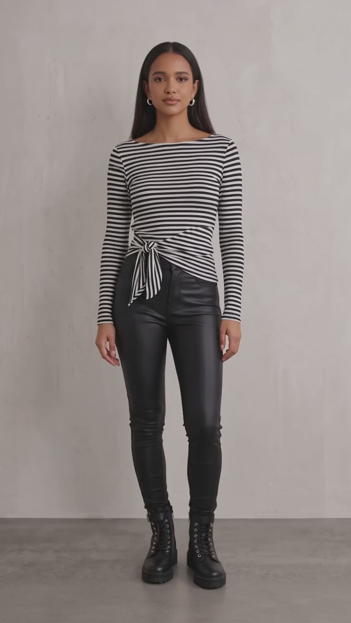 Women's High-Waisted Coated Faux Leather Skinny Jeans