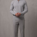 Men's Grey Ribbed Collar Quarter Zip Jumper, video
