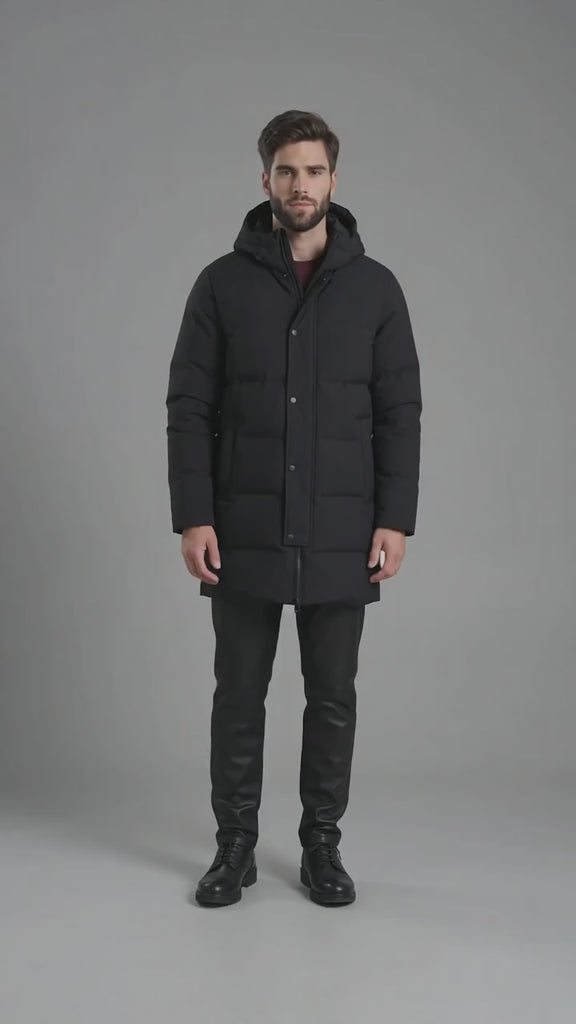 Men's Longline Hooded Down Coat