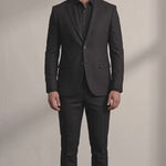 Men's Slim Fit Two-Piece Suit with Notch Lapel - Black