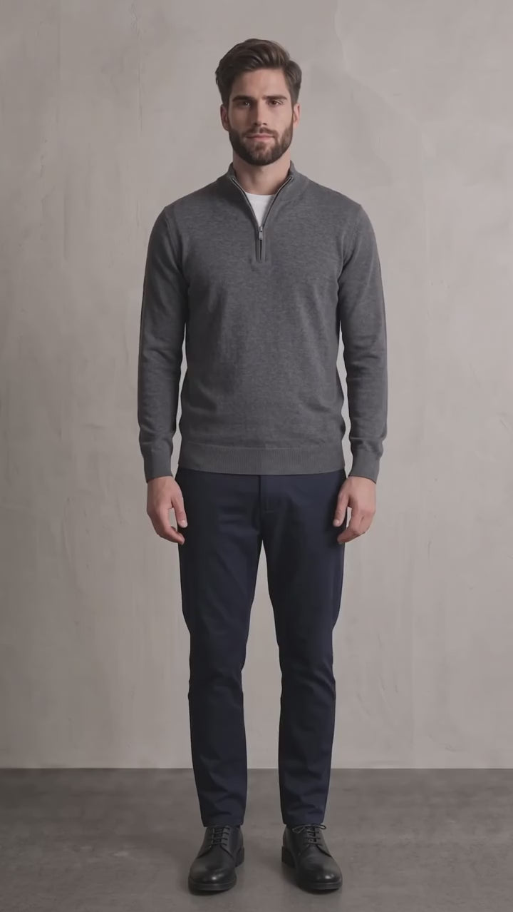 Men's Slim Stretch Quarter Zip Top with Concealed Zip