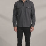 Men's Stretch Twill Overshirt with Chest Pockets - Dark Grey