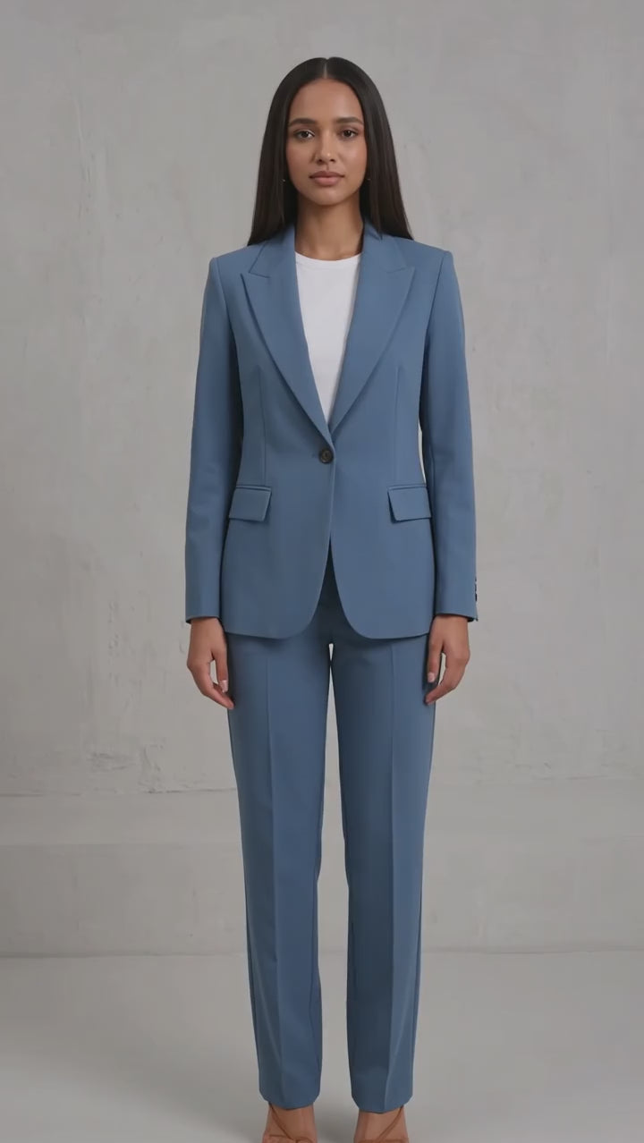 Women's Tailored Two-Piece Trouser Suit - Light Blue