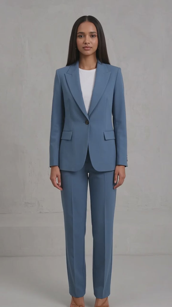Women's Tailored Two-Piece Trouser Suit - Light Blue