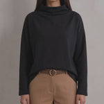 Women's Oversized Funnel Neck Long Sleeve Top