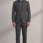 Men's Slim Fit Two-Piece Suit with Notch Lapel - Dark Grey