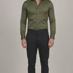 Men's Slim Fit Stretch Dress Shirt - Olive Green