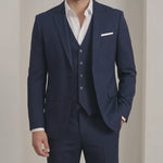 Men's Classic Three-Piece Formal Suit - Navy