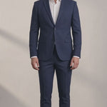 Men's Slim Fit Two-Piece Suit with Notch Lapel - Navy Blue
