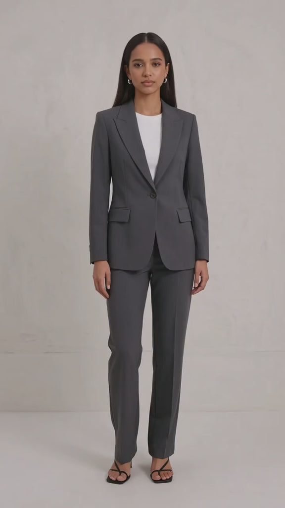 Women's Tailored Two-Piece Trouser Suit - Dark Grey
