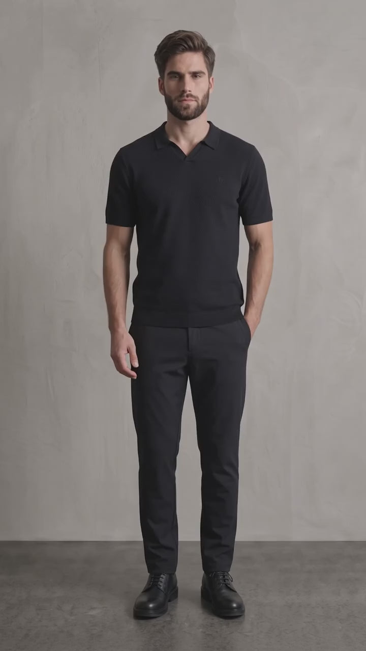 Men's Open Knit Short Sleeve Polo Shirt