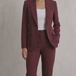 Women's Tailored Two-Piece Trouser Suit - Burgundy