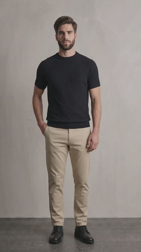 Men's Slim Fit Textured Jacquard T-Shirt, video