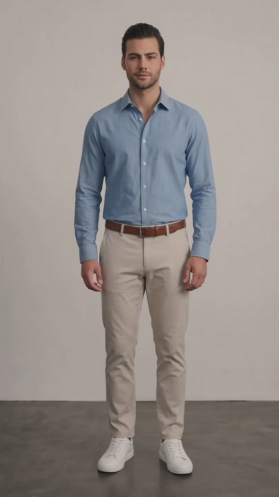 Men's Classic Fit Button-Down Chambray Shirt
