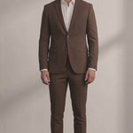 Men's Slim Fit Two-Piece Suit with Notch Lapel - Brown